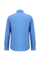 Koyu Mavi  Uzun Kol Slim Fit Dar Kesim Klasik Non Iron Saten Pamuk Gömlek