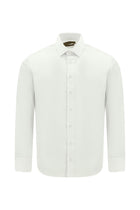 Beyaz Uzun Kol Slim Fit Dar Kesim Klasik Non Iron Saten Pamuk Gömlek