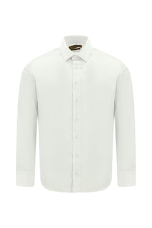 Beyaz Uzun Kol Slim Fit Dar Kesim Klasik Non Iron Saten Pamuk Gömlek