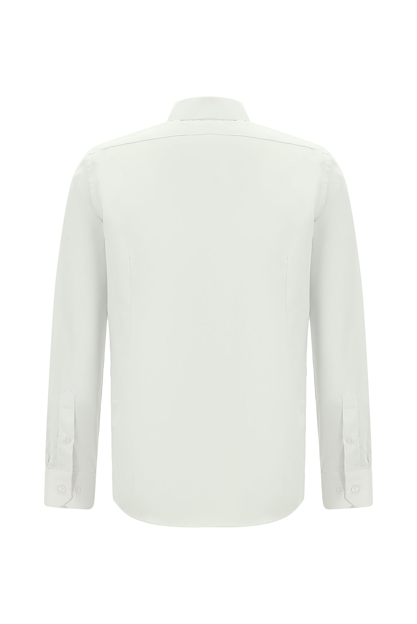 Beyaz Uzun Kol Slim Fit Dar Kesim Klasik Non Iron Saten Pamuk Gömlek