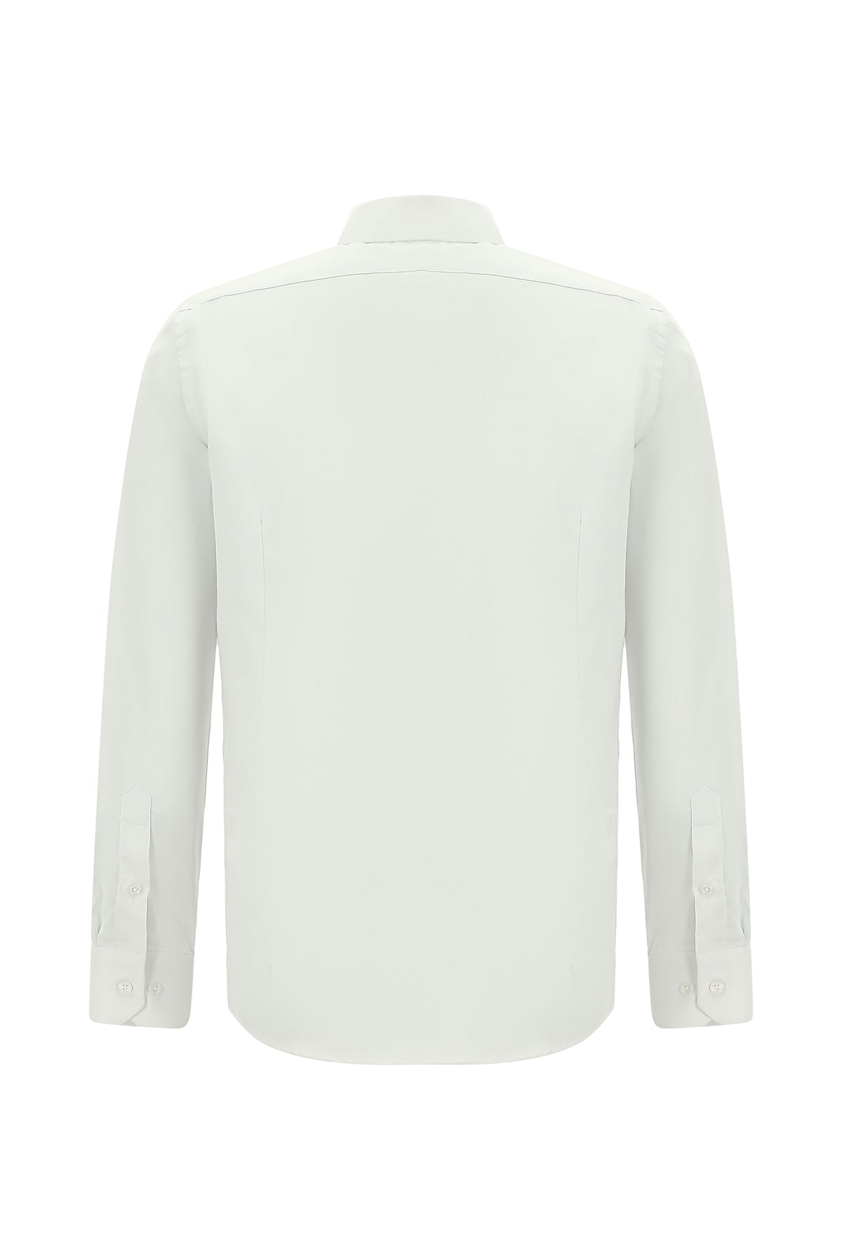 Beyaz Uzun Kol Slim Fit Dar Kesim Klasik Non Iron Saten Pamuk Gömlek