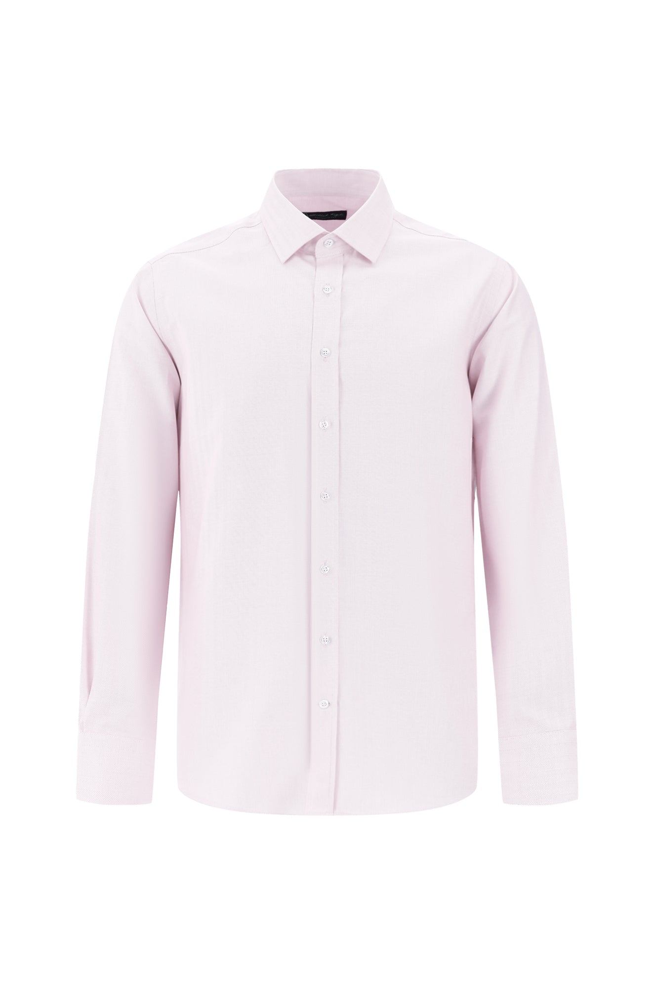 Toz Pembe Uzun Kol Slim Fit Dar Kesim Klasik Non Iron Saten Pamuk Gömlek