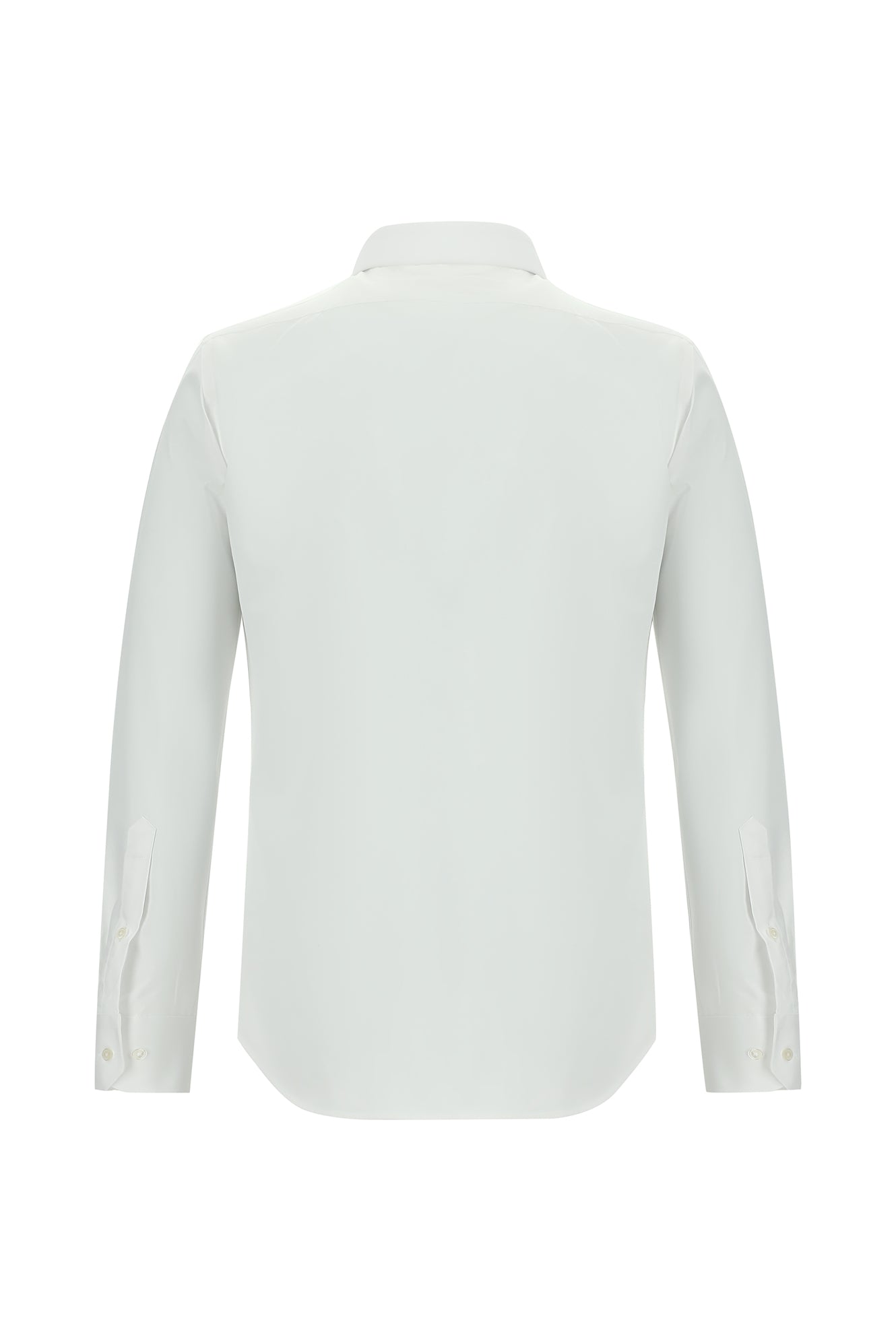 Beyaz Uzun Kol Slim Fit Dar Kesim Klasik Non Iron Saten Pamuk Gömlek