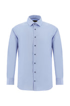 Mavi Uzun Kol Slim Fit Dar Kesim Non Iron Oxford Klasik Pamuk Gömlek