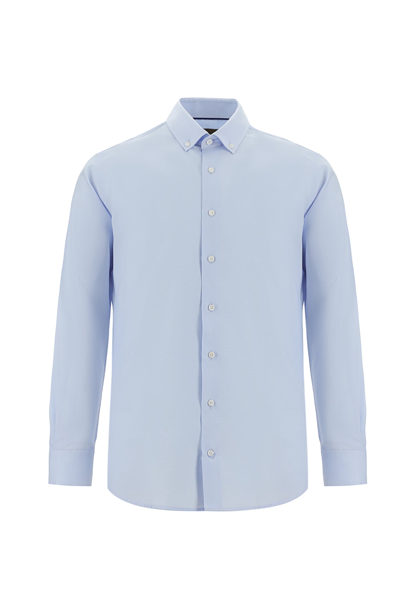 Açık Mavi Uzun Kol Slim Fit Dar Kesim Non Iron Oxford Pamuk Gömlek