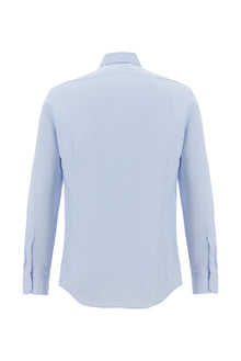 Açık Mavi Uzun Kol Slim Fit Dar Kesim Non Iron Oxford Pamuk Gömlek