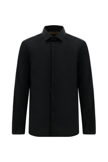 Siyah Uzun Kol Slim Fit Dar Kesim Non Iron Klasik Saten Pamuk Gömlek