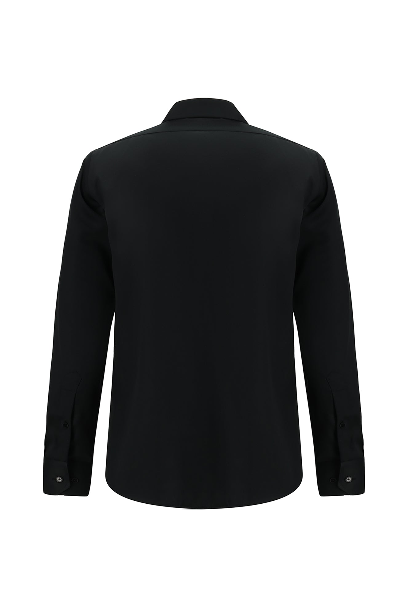 Siyah Uzun Kol Slim Fit Dar Kesim Non Iron Klasik Saten Pamuk Gömlek
