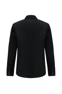 Siyah Uzun Kol Slim Fit Dar Kesim Non Iron Klasik Saten Pamuk Gömlek