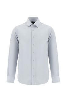 Orta Gri Uzun Kol Slim Fit Dar Kesim Non Iron Klasik Saten Pamuk Gömlek
