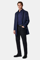 Koyu Lacivert Uzun Kol Slim Fit Dar Kesim Non Iron Klasik Saten Pamuk Gömlek