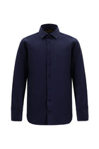 Koyu Lacivert Uzun Kol Slim Fit Dar Kesim Non Iron Klasik Saten Pamuk Gömlek