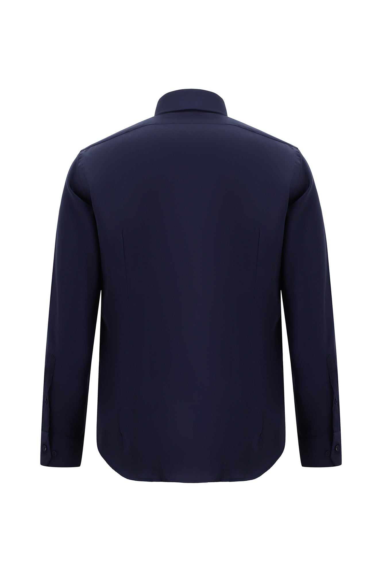 Koyu Lacivert Uzun Kol Slim Fit Dar Kesim Non Iron Klasik Saten Pamuk Gömlek