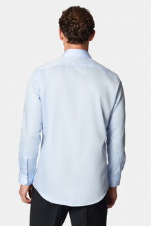 Uçuk Mavi Uzun Kol Slim Fit Dar Kesim Non Iron Klasik Saten Pamuk Gömlek