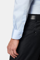 Uçuk Mavi Uzun Kol Slim Fit Dar Kesim Non Iron Klasik Saten Pamuk Gömlek