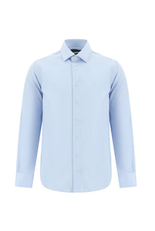 Uçuk Mavi Uzun Kol Slim Fit Dar Kesim Non Iron Klasik Saten Pamuk Gömlek