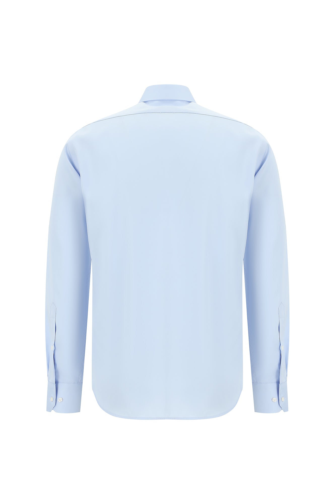 Uçuk Mavi Uzun Kol Slim Fit Dar Kesim Non Iron Klasik Saten Pamuk Gömlek