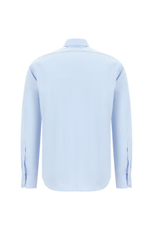 Uçuk Mavi Uzun Kol Slim Fit Dar Kesim Non Iron Klasik Saten Pamuk Gömlek