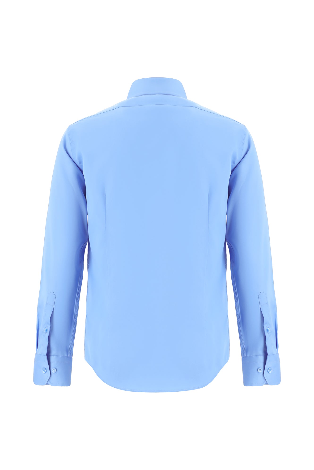 Aqua Mavisi Uzun Kol Slim Fit Dar Kesim Non Iron Klasik Saten Pamuk Gömlek