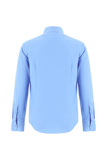 Aqua Mavisi Uzun Kol Slim Fit Dar Kesim Non Iron Klasik Saten Pamuk Gömlek