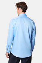 Aqua Mavisi Uzun Kol Slim Fit Dar Kesim Non Iron Klasik Saten Pamuk Gömlek