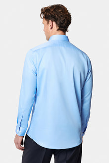 Aqua Mavisi Uzun Kol Slim Fit Dar Kesim Non Iron Klasik Saten Pamuk Gömlek