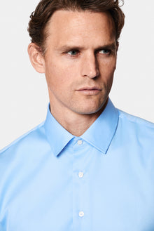 Aqua Mavisi Uzun Kol Slim Fit Dar Kesim Non Iron Klasik Saten Pamuk Gömlek