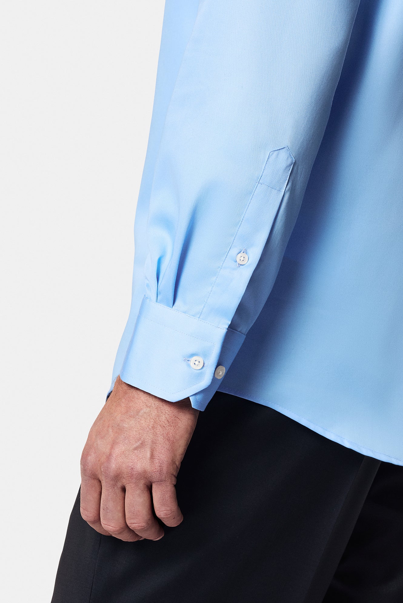 Aqua Mavisi Uzun Kol Slim Fit Dar Kesim Non Iron Klasik Saten Pamuk Gömlek