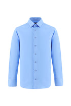 Aqua Mavisi Uzun Kol Slim Fit Dar Kesim Non Iron Klasik Saten Pamuk Gömlek