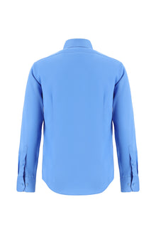 Koyu Mavi  Uzun Kol Slim Fit Dar Kesim Non Iron Klasik Saten Pamuk Gömlek-Abdullah Ki??l?
