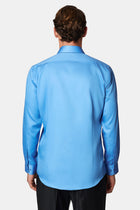 Koyu Mavi  Uzun Kol Slim Fit Dar Kesim Non Iron Klasik Saten Pamuk Gömlek