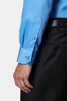 Koyu Mavi  Uzun Kol Slim Fit Dar Kesim Non Iron Klasik Saten Pamuk Gömlek