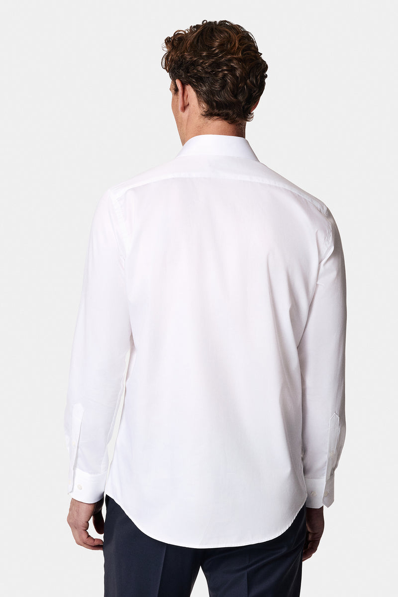 Beyaz Uzun Kol Slim Fit Dar Kesim Non Iron Klasik Saten Pamuk Gömlek