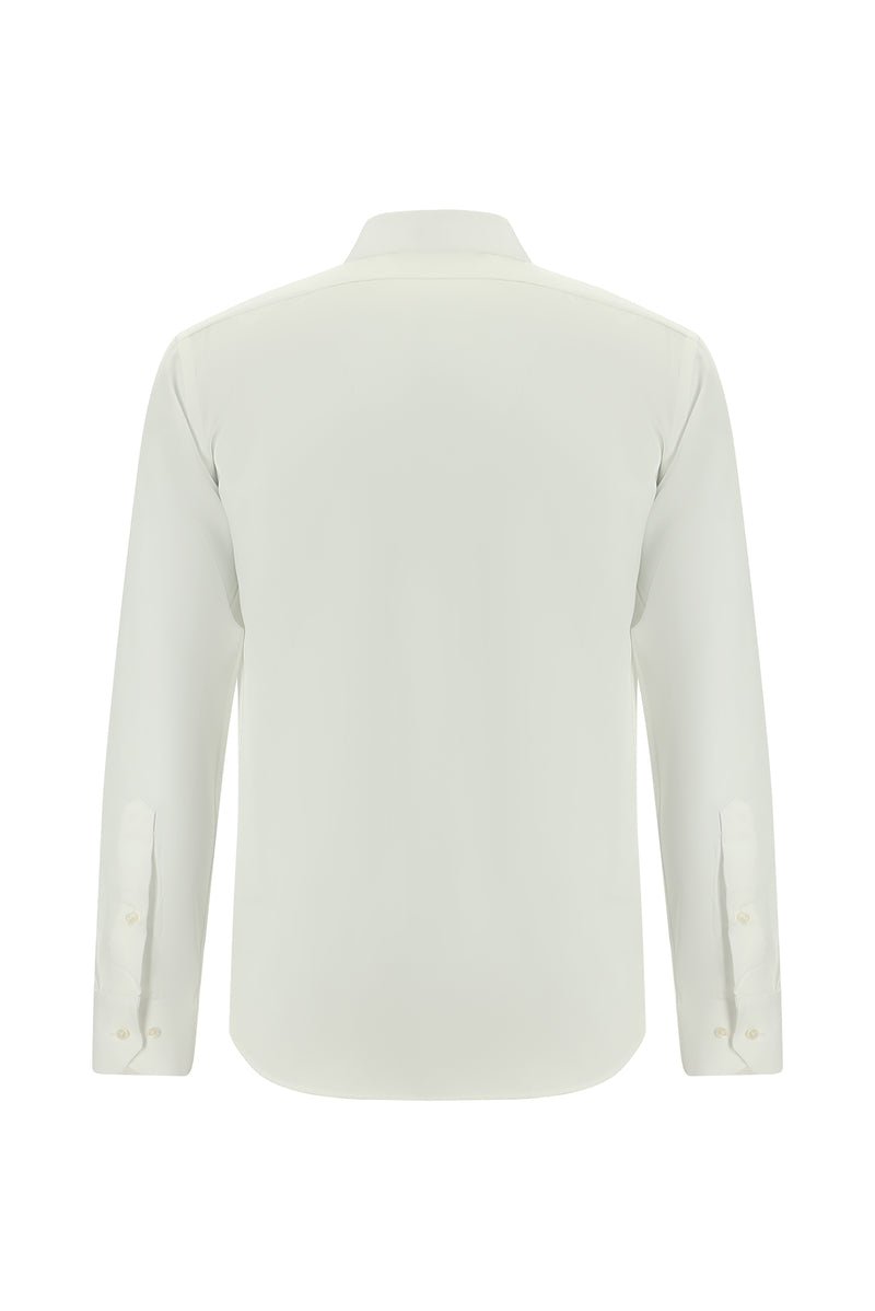 Beyaz Uzun Kol Slim Fit Dar Kesim Non Iron Klasik Saten Pamuk Gömlek