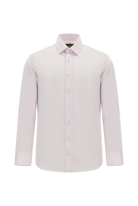 Toz Pembe Uzun Kol Slim Fit Dar Kesim Non Iron Klasik Saten Pamuk Gömlek