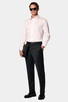 Toz Pembe Uzun Kol Slim Fit Dar Kesim Non Iron Klasik Saten Pamuk Gömlek