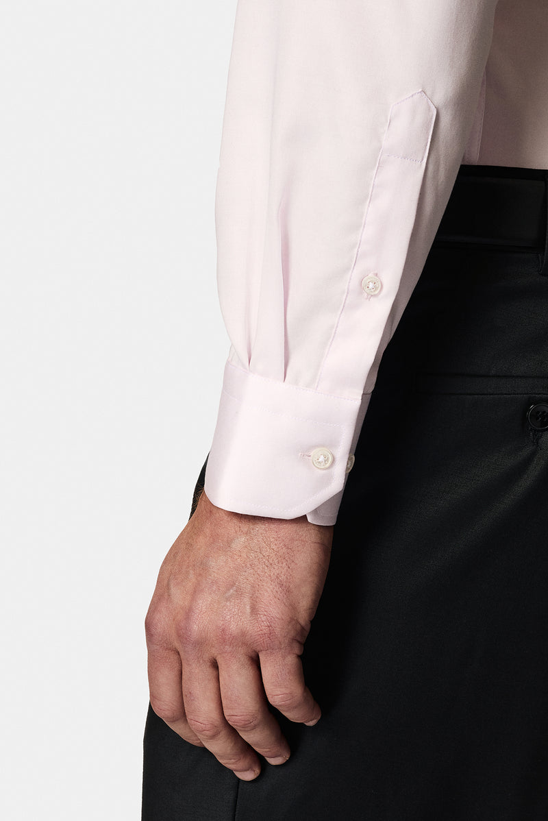 Toz Pembe Uzun Kol Slim Fit Dar Kesim Non Iron Klasik Saten Pamuk Gömlek