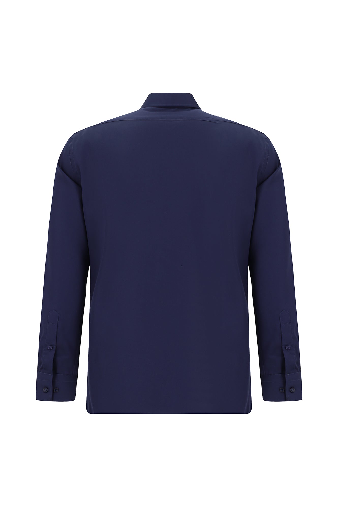 Orta Lacivert Uzun Kol Slim Fit Dar Kesim Klasik Non Iron Saten Pamuk Gömlek