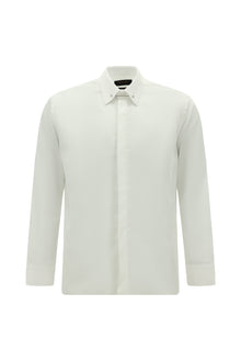 Beyaz Uzun Kol Slim Fit Dar Kesim Klasik Non Iron Saten Pamuk Gömlek