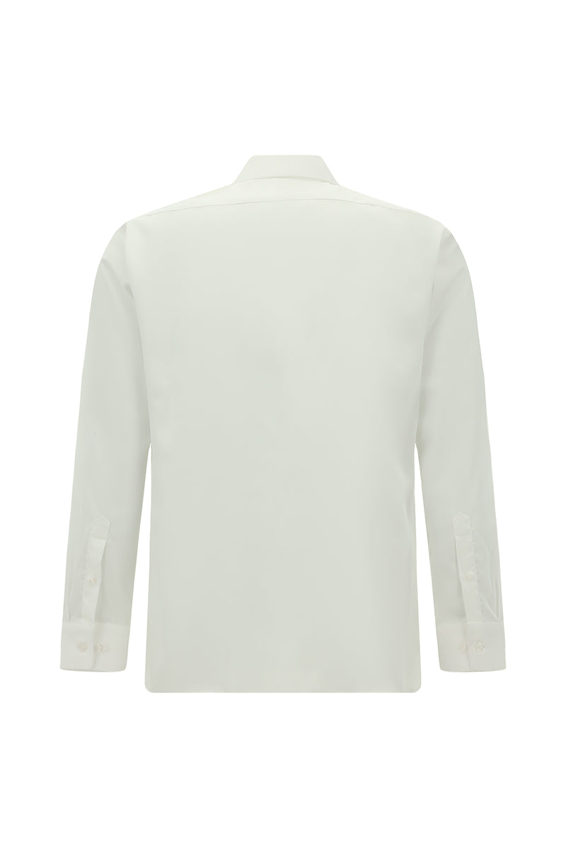 Beyaz Uzun Kol Slim Fit Dar Kesim Klasik Non Iron Saten Pamuk Gömlek