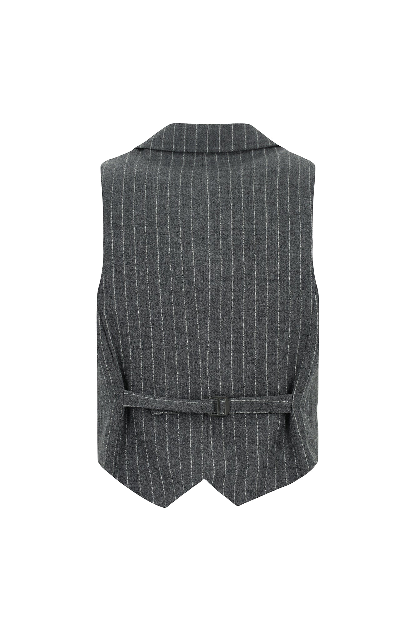 Koyu Antrasit Slim Fit Dar Kesim Yünlü Çizgili Kruvaze Klasik Yelek