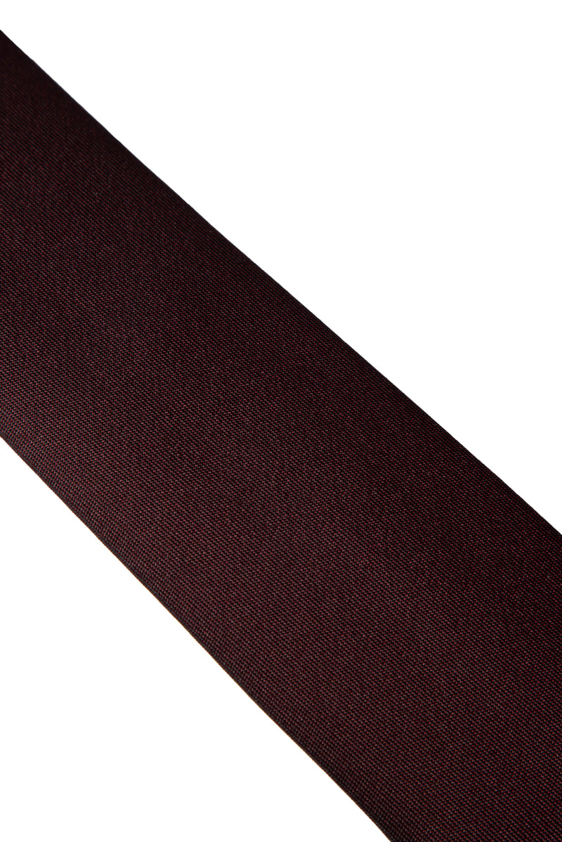 Koyu Bordo Düz İpek Karışımlı Kravat