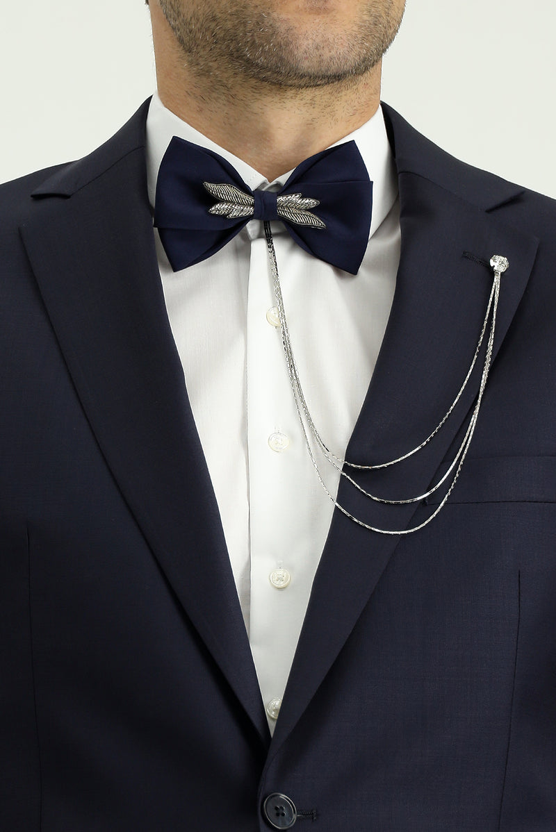 Mavi İtalyan Zincirli Papyon