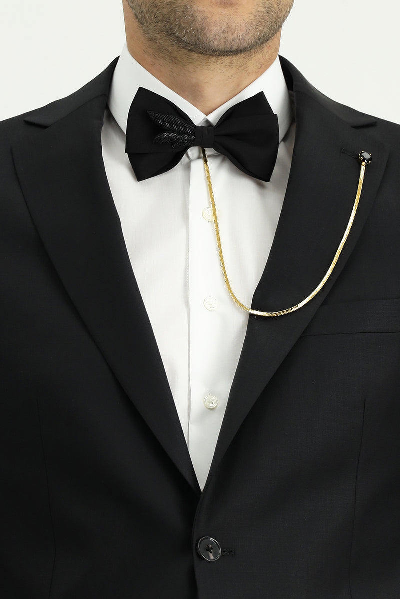 Siyah İtalyan Zincirli Papyon