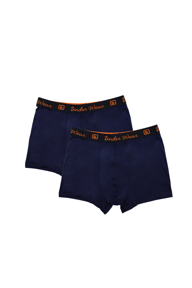 Koyu Lacivert 2'li Büyük Beden Bambu Boxer Seti