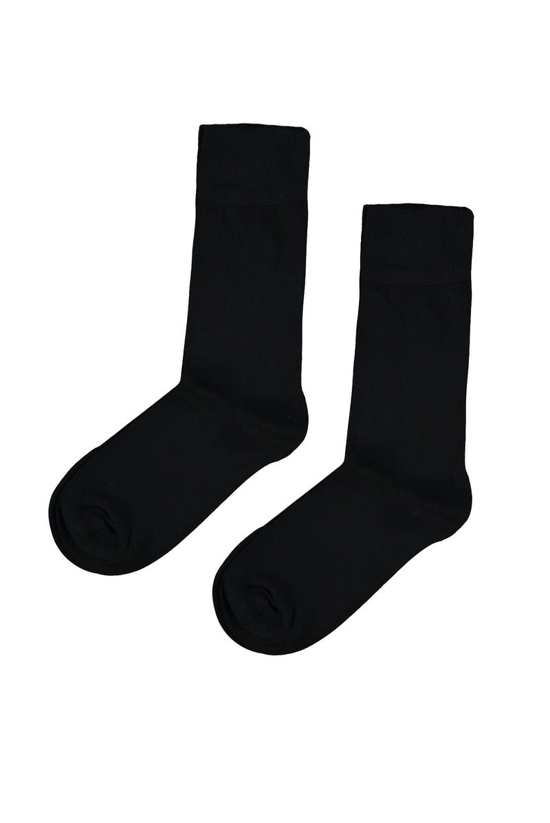 Siyah 2'li Düz Likralı Esnek Bambu Karışımlı Çorap Seti