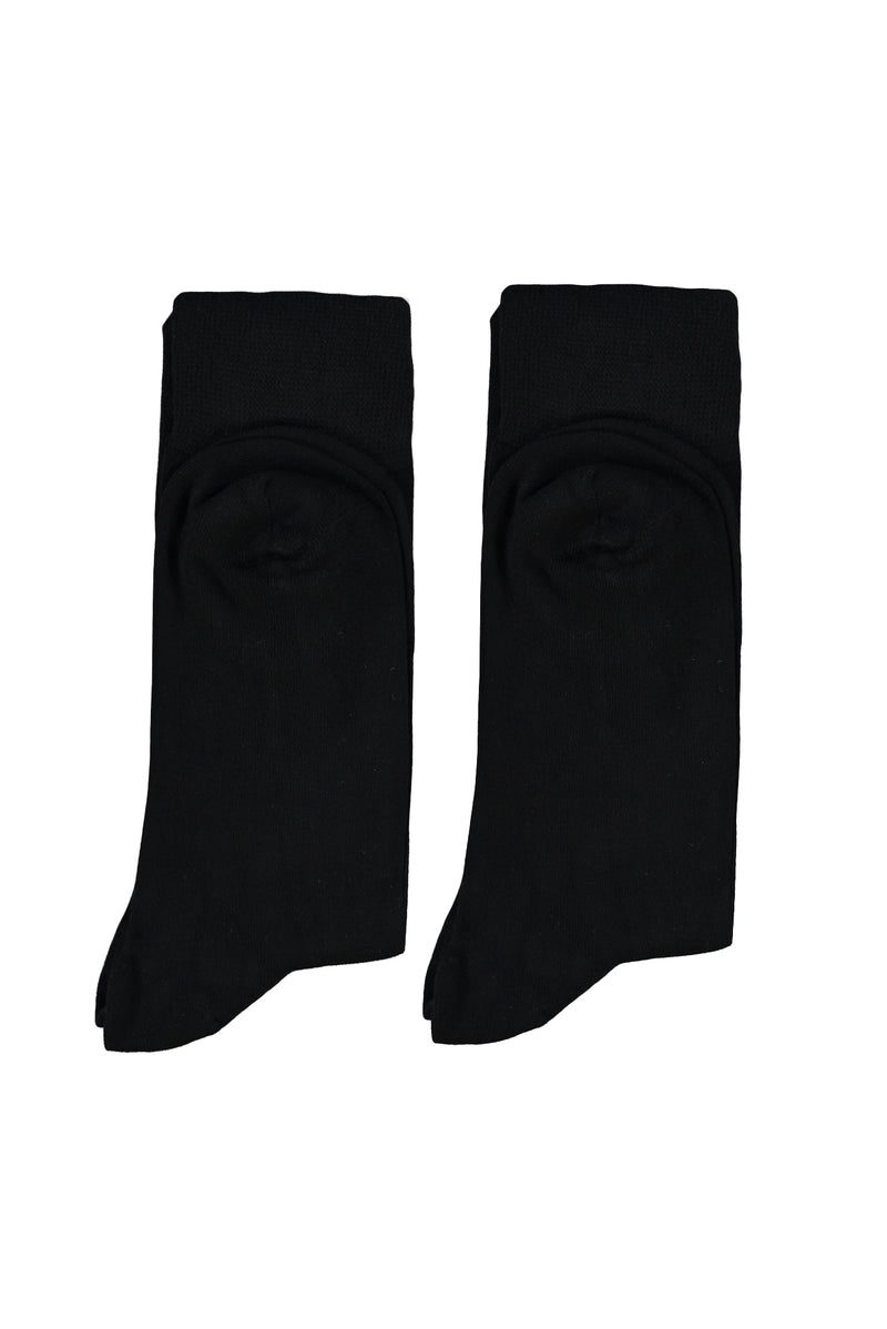 Siyah 2'li Düz Likralı Esnek Bambu Karışımlı Çorap Seti