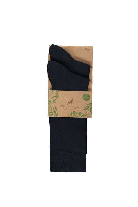 Lacivert 2'li Düz Likralı Esnek Bambu Karışımlı Çorap Seti