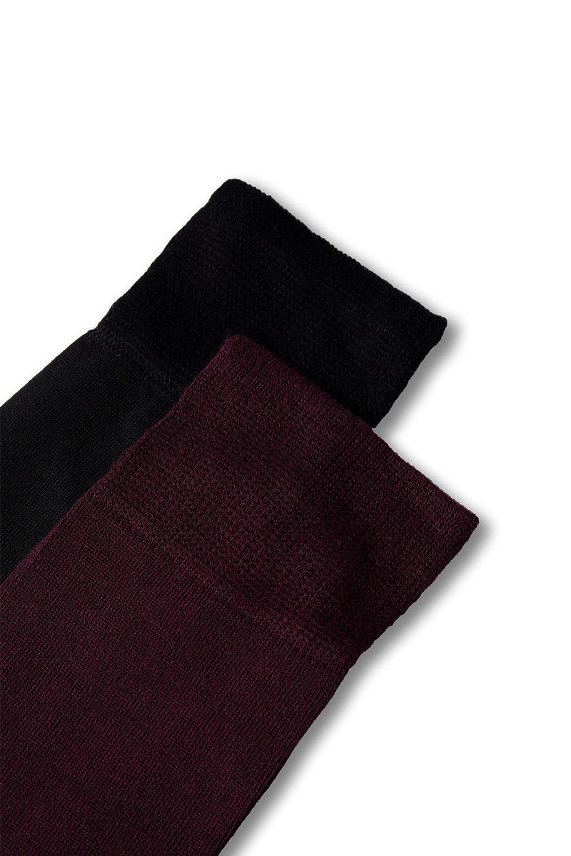 Açık Bordo 2'li Düz Likralı Esnek Bambu Karışımlı Çorap Seti