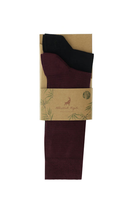 Koyu Bordo 2'li Bambu Karışımlı Çorap Seti